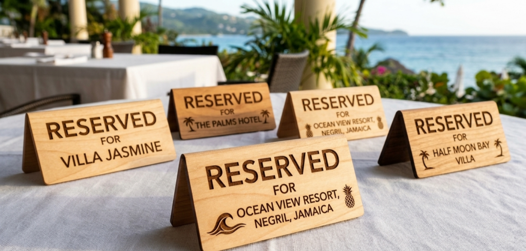 Wooden Reserved Table Tents